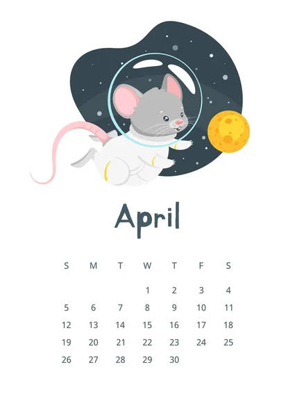 April kalender platte vector illustratie — Stockvector