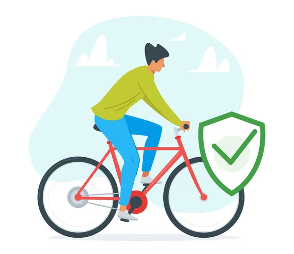 Guy paardrijden fiets vector illustratie — Stockvector