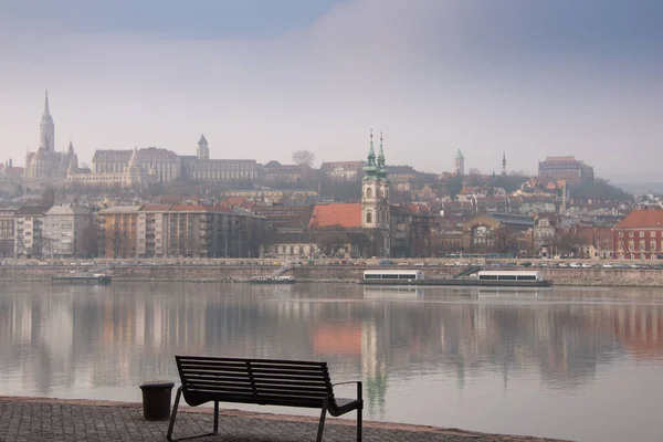 Panoramautsikt Över Den Gamla Staden Budapest Visa Fisherman Bastion Matthias — Stockfoto