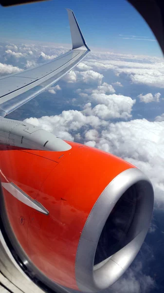 Widok Okna Samolotu Chmurach — Zdjęcie stockowe