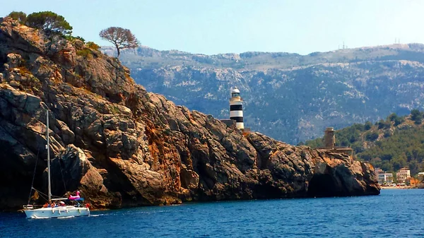 Lighthouse Entrance Port Soller Majorca Mallorca Spain — Stock Photo, Image