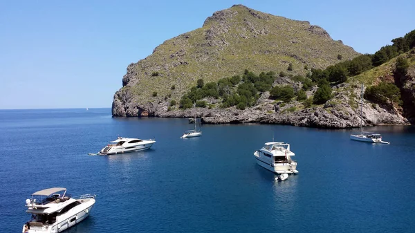 Yachts Bay Calobra Mallorca Majorca Spain — Stock Photo, Image