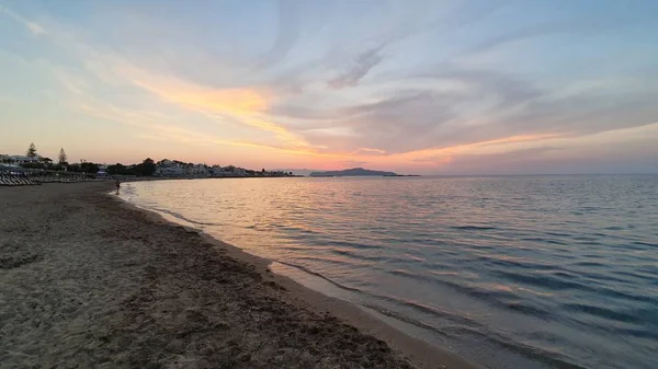 Bunter Sonnenuntergang Über Dem Wasser Auf Kreta Griechenland — Stockfoto