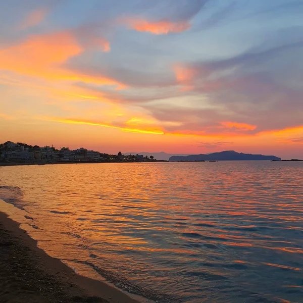 Orangefarbener Blauer Himmel Nach Sonnenuntergang Meer — Stockfoto