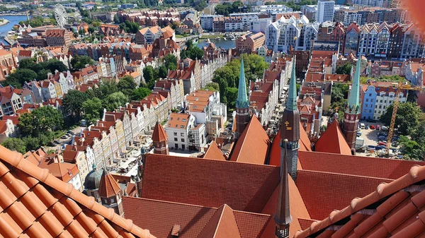 Вид Гданьск Башни Базилики Святой Марии Польша — стоковое фото