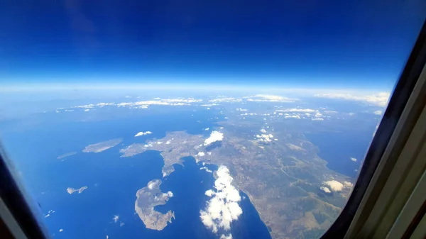 Хмари Земля Вікна Літака — стокове фото