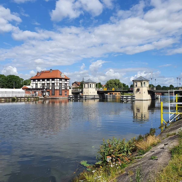 Puente Levadizo Sobre Río Elblag Ciudad Polaca Elblag — Foto de Stock