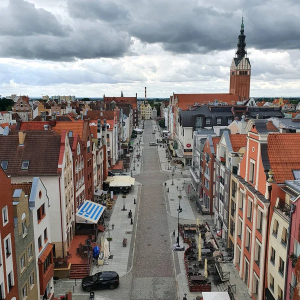 Elblag Polsko Července 2020 Staré Město Elblag Spatřeno Věže Tržní — Stock fotografie