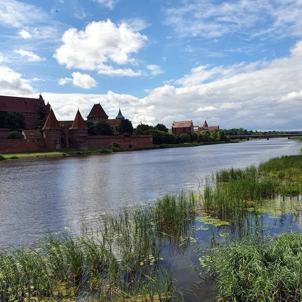 Castillo Malbork Río Nogat Polonia — Foto de Stock