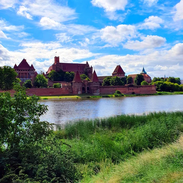 Schloss Maribork Fluss Nogat Polen — Stockfoto