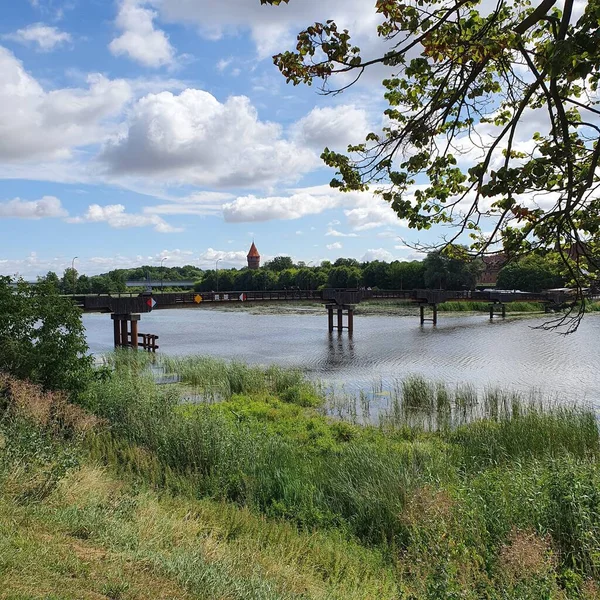 Junto Río Nogat Malbork Polonia — Foto de Stock