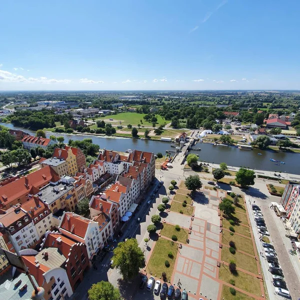 Αεροφωτογραφία Του Elblag Πολωνία Θέα Από Τον Καθεδρικό Πύργο — Φωτογραφία Αρχείου