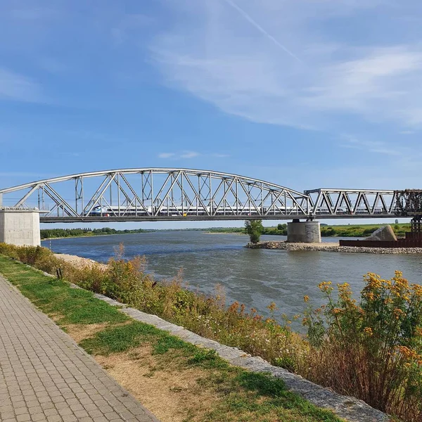 Železniční Most Přes Řeku Vislu Polském Tczew — Stock fotografie