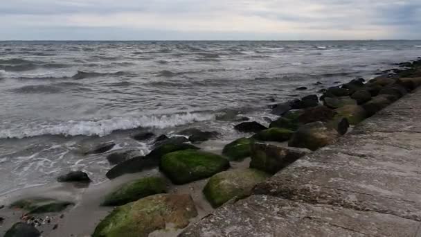 Morze Wietrzny Jesienny Dzień Gdyni Polska — Wideo stockowe