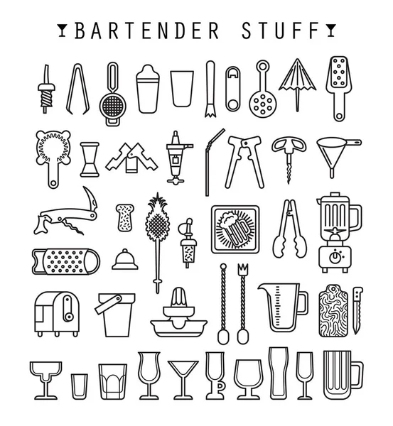 Naadloze patroon met barman spullen — Stockvector