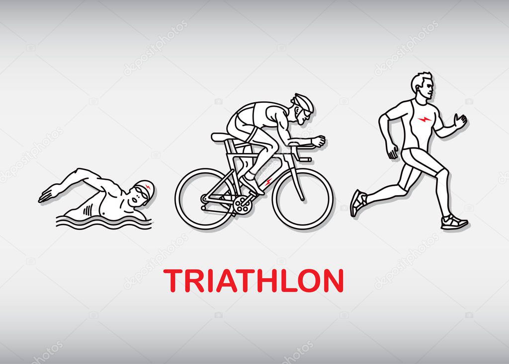 Triathlon. Triathlon logo icon. Swimming, cycling and outdoor sports. Vector illustration