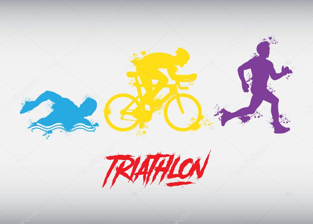 Triathlon. Triathlon logo icon. Swimming, cycling and outdoor sports. Vector illustration
