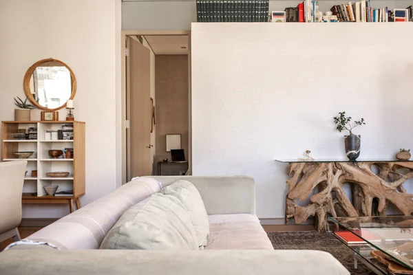 Interior Uma Confortável Sala Estar Apartamento Moderno Com Sofá Outras — Fotografia de Stock