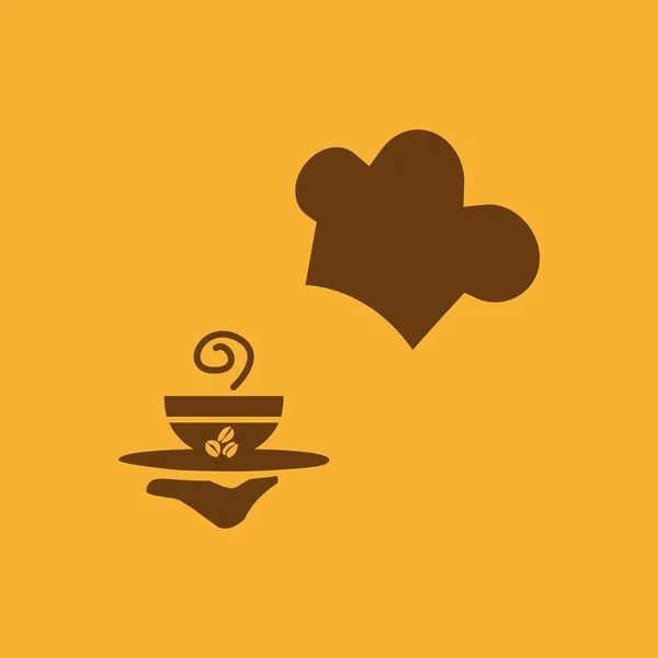 Kellner Mit Einer Tasse Kaffee Vektorsymbol — Stockvektor