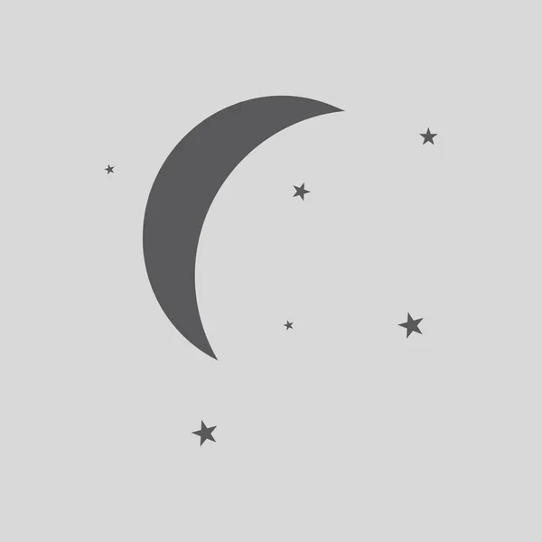 Luna Simple Estrellas Vector Icono — Vector de stock