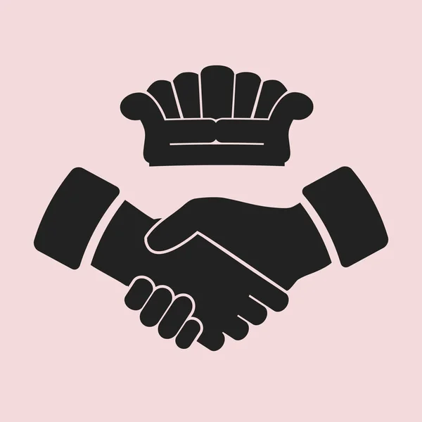 Couch Handshake Vector Icon — Stock Vector