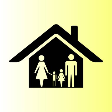 Evde aile web simgesi, vektör çizim degrade kahverengi ve beyaz