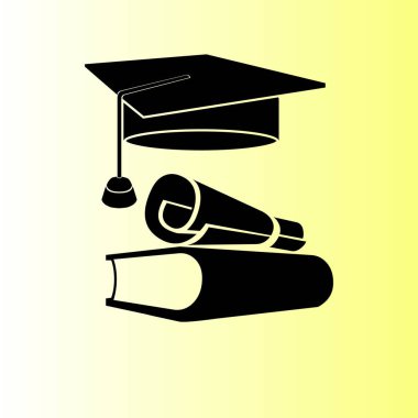 Öğrenci şapka ve kitap vektör simgesi 