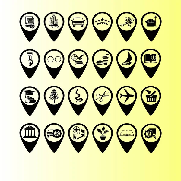 Map Pointers Set Vector Icons — Stock Vector