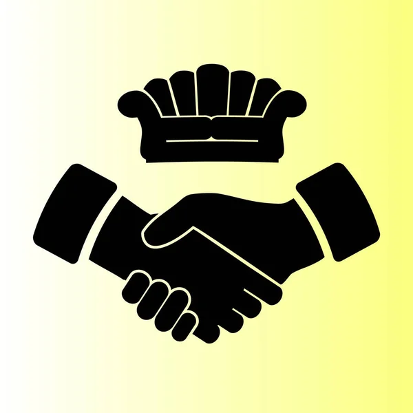 Couch Handshake Vector Icon — Stock Vector
