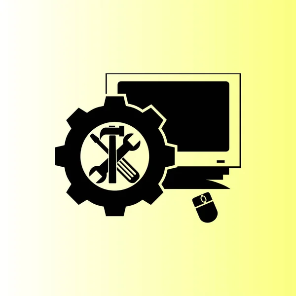 Ikona Wektor Naprawy Komputera — Wektor stockowy
