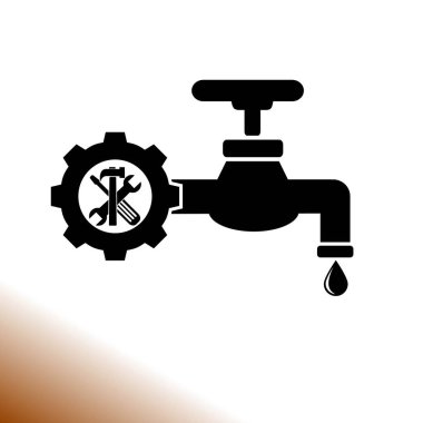 Su dokunun simge vektör çizim sıhhi tesisat,