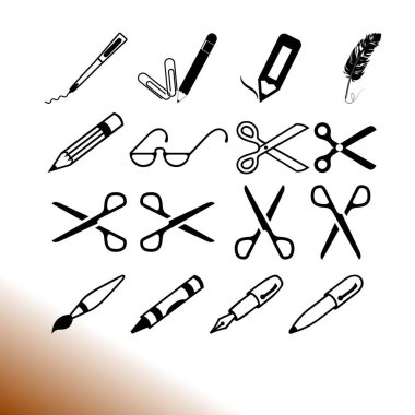 makas, kalem, pencils.vector simgesi