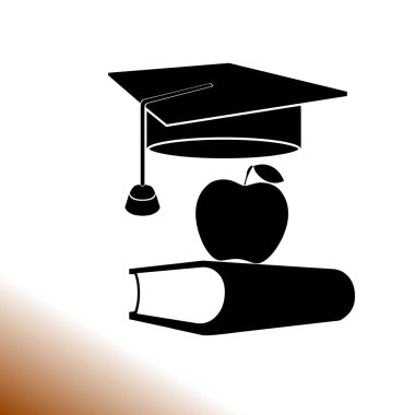 Öğrenci şapka ve kitap vektör simgesi 