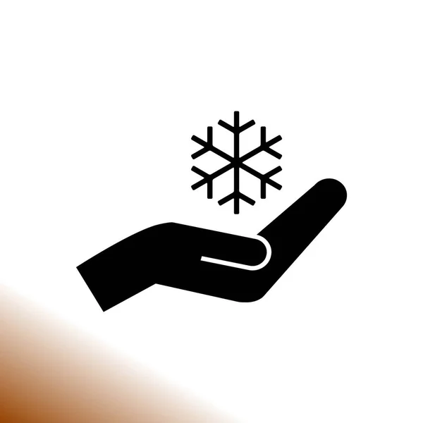 Νιφάδα Χιονιού Και Χέρι Εικονίδιο Απλή Εικονογράφηση — Διανυσματικό Αρχείο