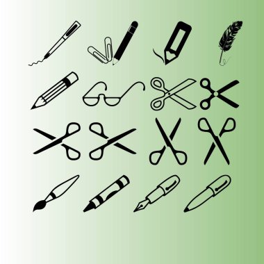 makas, kalem, pencils.vector simgesi