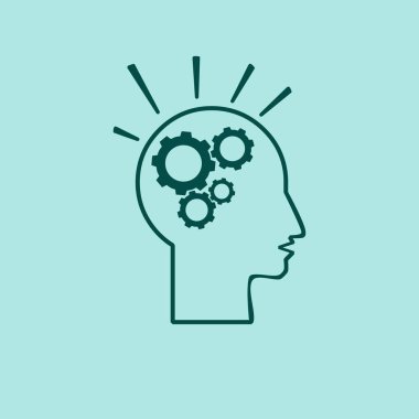 baş ve cogwheels vektör simgesi