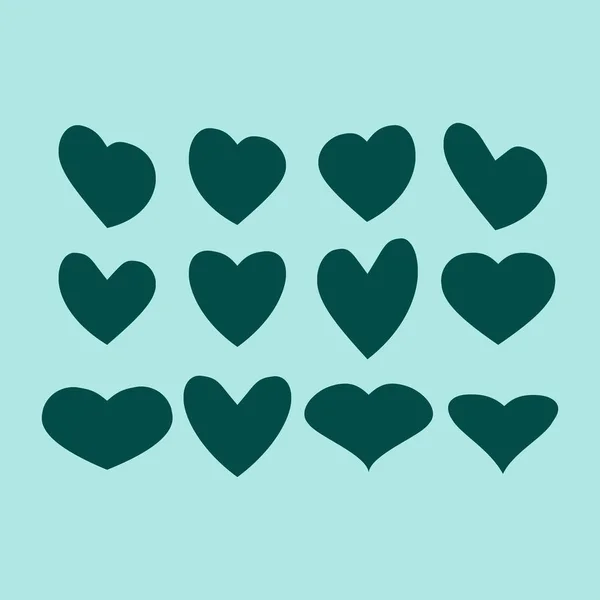 Hjärtan Ikonen Kärlek Tecken Vektor Set — Stock vektor