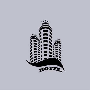 Hotel vector Icon gri arka plan üzerinde 