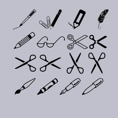 makas, kalem, pencils.vector simgesi