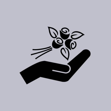 Gül vektör simgesi gri arka plan üzerinde 