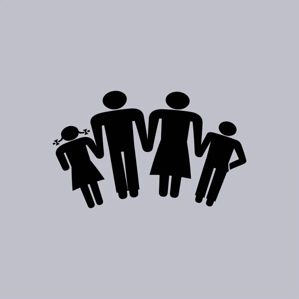 Family Vector Icon Grey Background — Stock Vector
