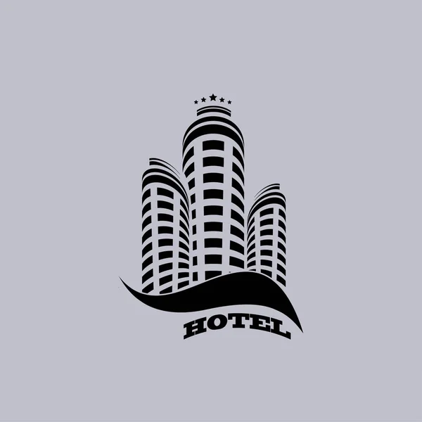Hotel Vector Pictogram Grijze Achtergrond — Stockvector