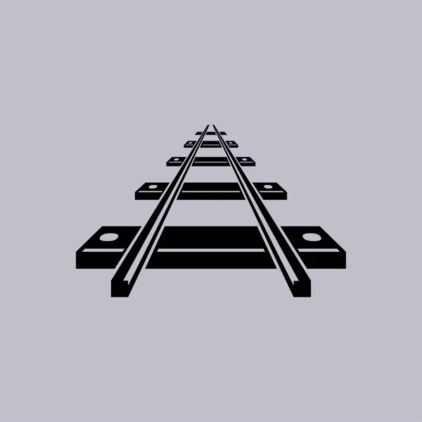 Järnvägen Vektor Ikonen Grå Bakgrund — Stock vektor