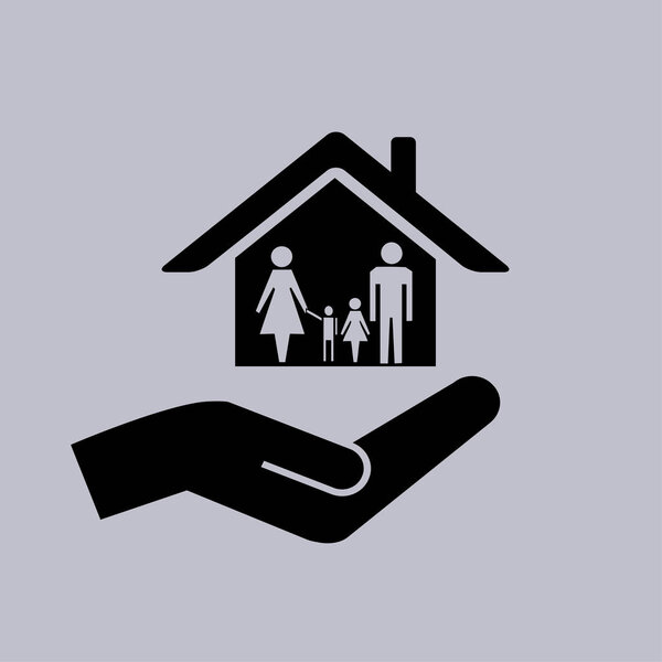 house vector icon on grey background 