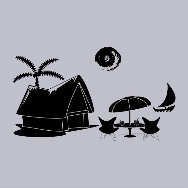 Cabaña Playa Vector Palmera Ilustración Vectores De Stock Sin Royalties Gratis