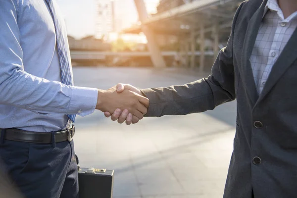 Lagarbete Koncept Vänskap Business Mans Skakande Händer Tillsammans Framgång Deal — Stockfoto