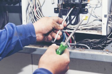 Elektrikli teknik sabitleme kesici ve elektrik teli.