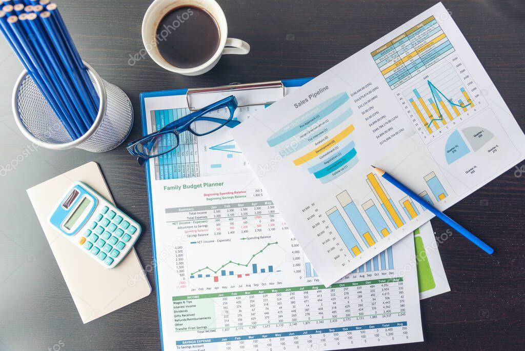 Excel stat spreadsheet business analytics graph statistic with graph and table data number in charts database. Accountant hands pointing excel stat financial spreadsheet document business graph charts