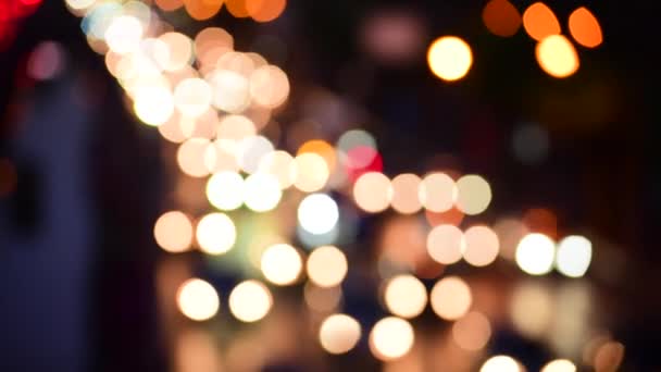 Bokeh Abstract Blurred Background Festive Traffic Red Lights Car Road — Stock Video