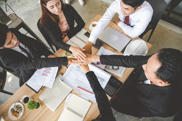 Teamwork Tillsammans Koncept Grupp Mångfald Människor Tummen Upp Laget Framgång — Stockfoto